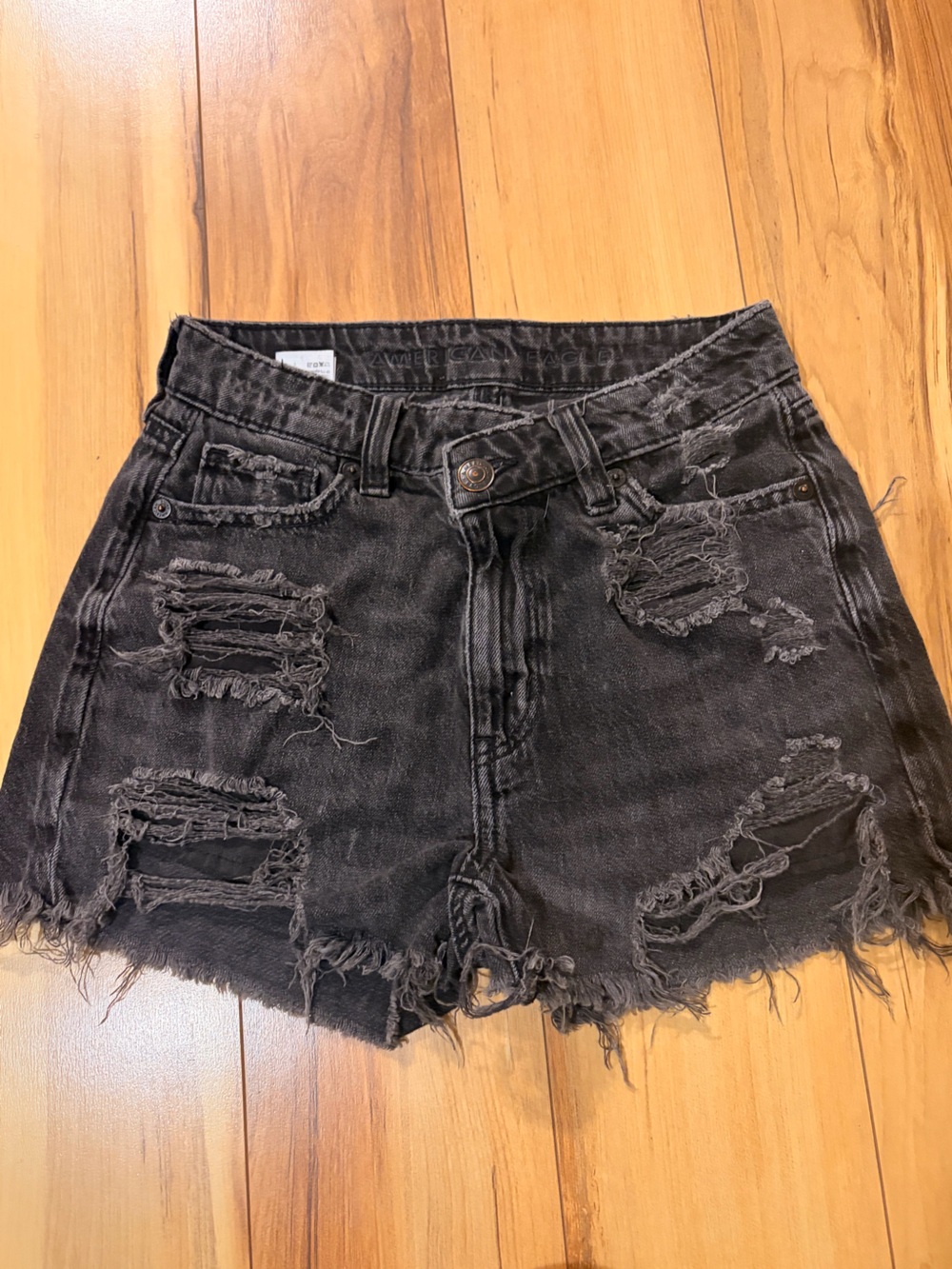 American Eagle Outfitters Black Distressed Denim Cutoff Shorts